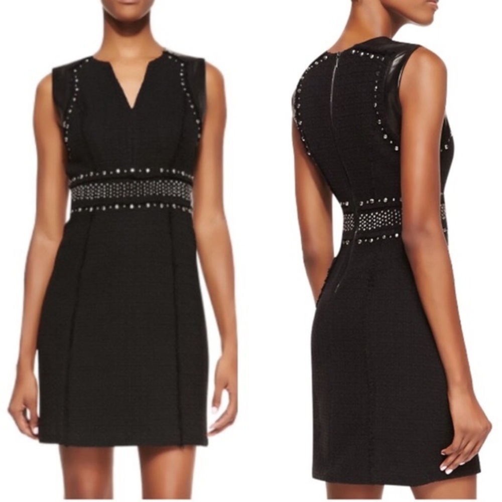 Rebecca Taylor Studded Tweed Leather Dress NWT